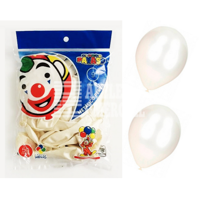 GLOBOS METALICO BOLSA C/50 C.BLANCO/PERLA